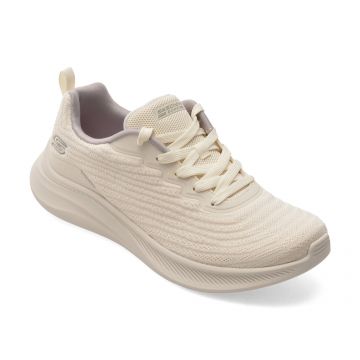 Pantofi sport SKECHERS albi, BOBS MODA FLEX, din material textil