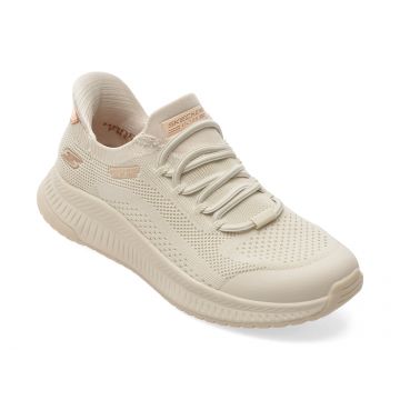 Pantofi sport SKECHERS bej, BOBS SQUAD 4, din material textil