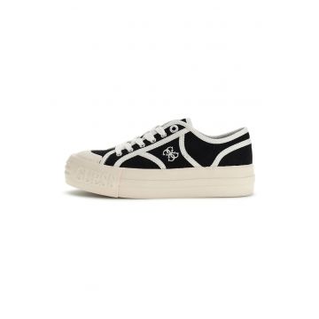 Pantofi sport canvas low-cut cu logo - Negru/Alb murdar