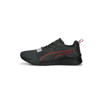 Pantofi sport din material textil cu logo Wired Run Pure - Alb/Rosu inchis/Negru stins