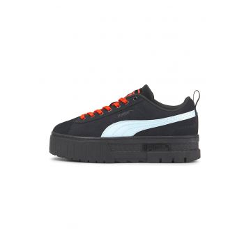 Pantofi sport flatform de piele intoarsa Mayze - Negru/Albastru deschis