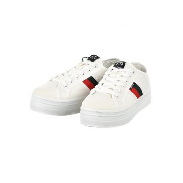 Tenisi dama  Canvas 3 - alb - material textil - platforma 4 cm