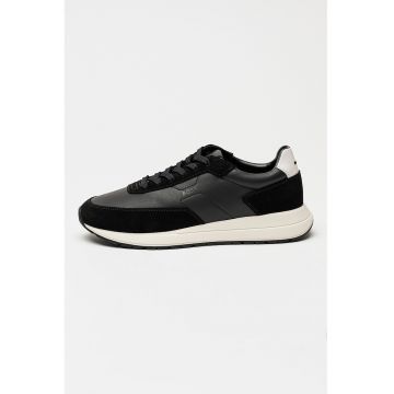 Pantofi sport cu talpa wedge si insertii din piele intoarsa Vinston - Negru