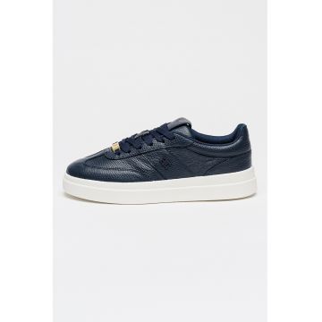 Pantofi sport de piele - Alb optic/Bleumarin