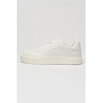 Pantofi sport de piele cu logo - Alb murdar