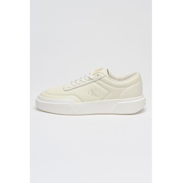 Pantofi sport de piele cu talpa plata - Alb murdar