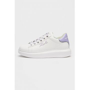 Pantofi sport din piele cu logo din strasuri - Alb/Lila