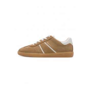 Pantofi sport low-cut cu insertii de piele intoarsa - Bej/Maro nisip/Maro camel