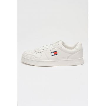 Pantofi sport low-cut de piele ci logo - Rosu/Alb murdar/Bleumarin