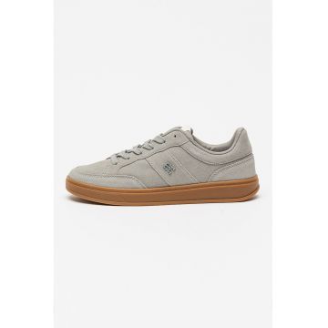 Pantofi sport low-cut de piele intoarsa - Gri