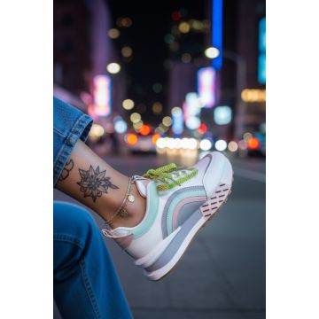 Adidasi dama casual albi cu roz CL2302 N11-3