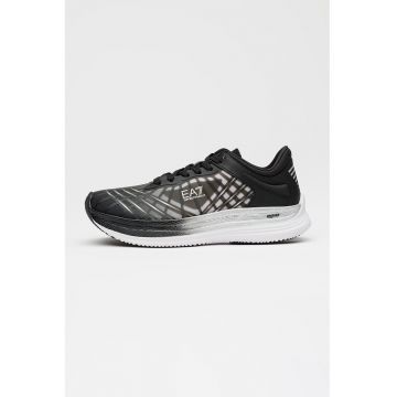 Pantofi sport din plasa cu garnituri din material sintetic - Negru/Argintiu