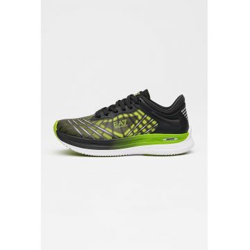 Pantofi sport din plasa cu garnituri din material sintetic - Verde/Negru/Argintiu