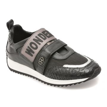 Pantofi sport ERISMA negri, 135697F, din material textil si piele naturala