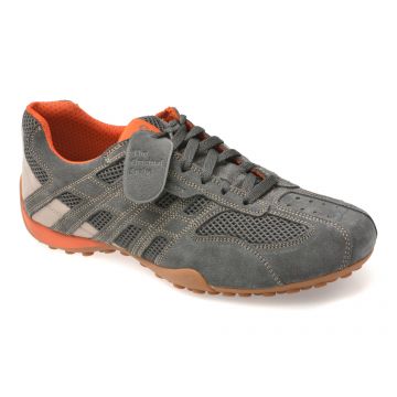 Pantofi sport GEOX gri, U55MNA, din material textil si piele naturala
