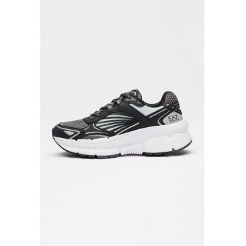 Pantofi sport unisex cu segmente din material sintetic - Negru/Gri/Argintiu