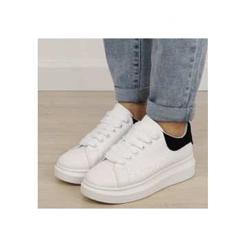 Sneakers albi/negri cu talpa groasa M-623 M2 19382 - Alb
