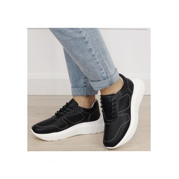 Sneakers negri piele naturala Veronica M4 19252 - Negru