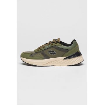 Pantofi sport cu insertii de plasa Maran - Negru/Kaki pal