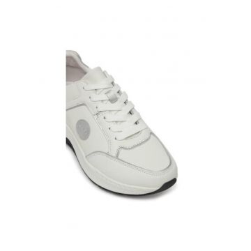 Pantofi sport dama - 96512 -  Piele naturala - 41 EU - Alb/Argintiu - Alb/Argintiu