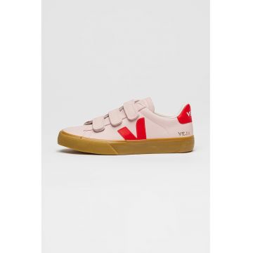 Pantofi sport din piele cu inchidere velcro - Roz aprins/Roz pastel