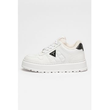 Pantofi sport din piele ecologica cu detalii logo - Alb optic