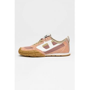 Pantofi sport Pagodha cu garnituri din piele si piele intoarsa - Alb murdar/Roz prafuit/Maro pamantiu