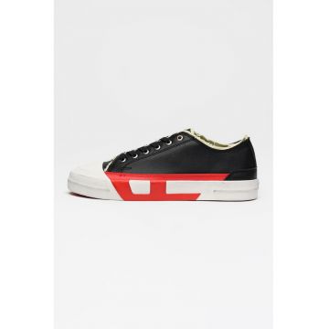 Pantofi sport S-D-Verse low-cut din piele ecologica - Rosu/Negru/Alb murdar