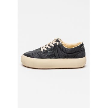 Pantofi sport Space Stitching cu talpa flatform - Negru stins/Bej deschis