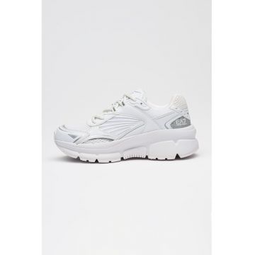 Pantofi sport unisex cu segmente din material sintetic - Alb optic/Argintiu