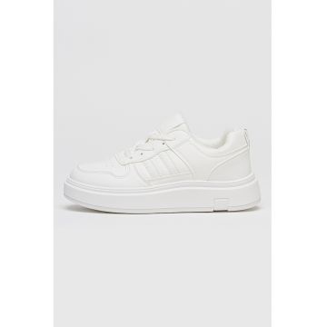 Pantofi sport wedge din piele ecologica - Alb