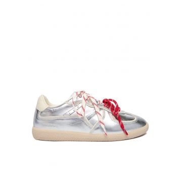 Tenisi  argintii din piele naturala - Argintiu