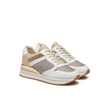 Tenisi dama -  Bianco Ottico - piele ecologica - alb/bej