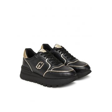 Tenisi dama -  piele naturala - negru/auriu