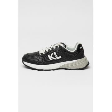 Pantofi sport de piele cu logo - Alb/Negru