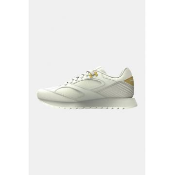 Pantofi sport Jogger de piele cu insertii de plasa - Alb murdar/Galben mustar