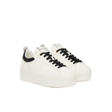 Tenisi dama  252TCP024 - piele naturala - alb/negru