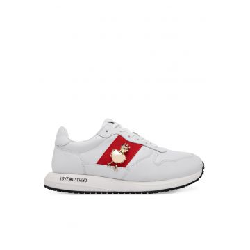 Tenisi dama -  piele naturala - alb/rosu - Alb/Argintiu