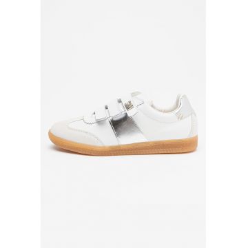 Pantofi sport cu model uni si velcro Eileen - Alb/Argintiu