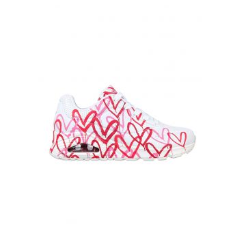 Pantofi sport cu talpa wedge Uno Spread The Love - Rosu/Alb/Roz