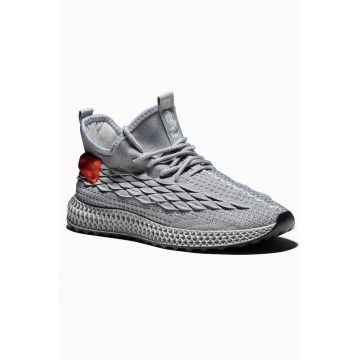 Pantofi sport mid-high fara inchidere - Gri/Portocaliu