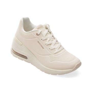 Pantofi sport SKECHERS albi, 155401, din piele ecologica