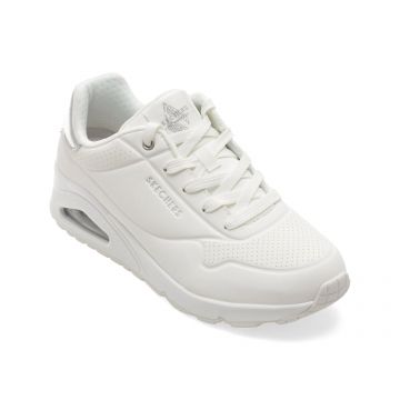 Pantofi sport SKECHERS albi, 177094, din piele ecologica