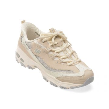 Pantofi sport SKECHERS bej, 150537, din material textil si piele naturala