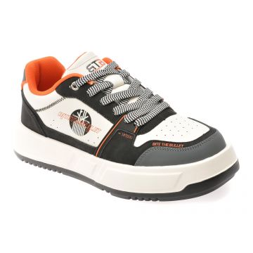 Pantofi sport BITE THE BULLET alb-negru, 251209, din piele naturala