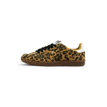 Pantofi sport din piele intoarsa cu animal print - Negru/Maro