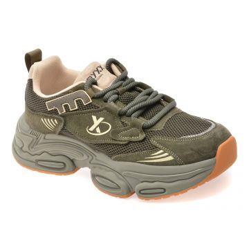 Pantofi sport GRYXX verzi, 9786, din material textil si piele naturala