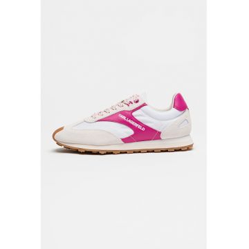 Pantofi sportde piele intoarsa si piele Sonar - Alb/Alb fildes/Roz inchis