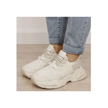 Sneakersi bej albi cu talpa groasa 8961 M2 19488 - Bej