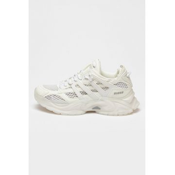 Pantofi sport de piele ecologica si material textil - Alb